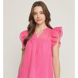 NWT Entro pink ruffle sleeve top Small
